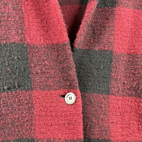 Soft Surroundings Women Jacket Coat Hardey Buffalo Plaid Wool Red Black Large - Picture 3 of 11